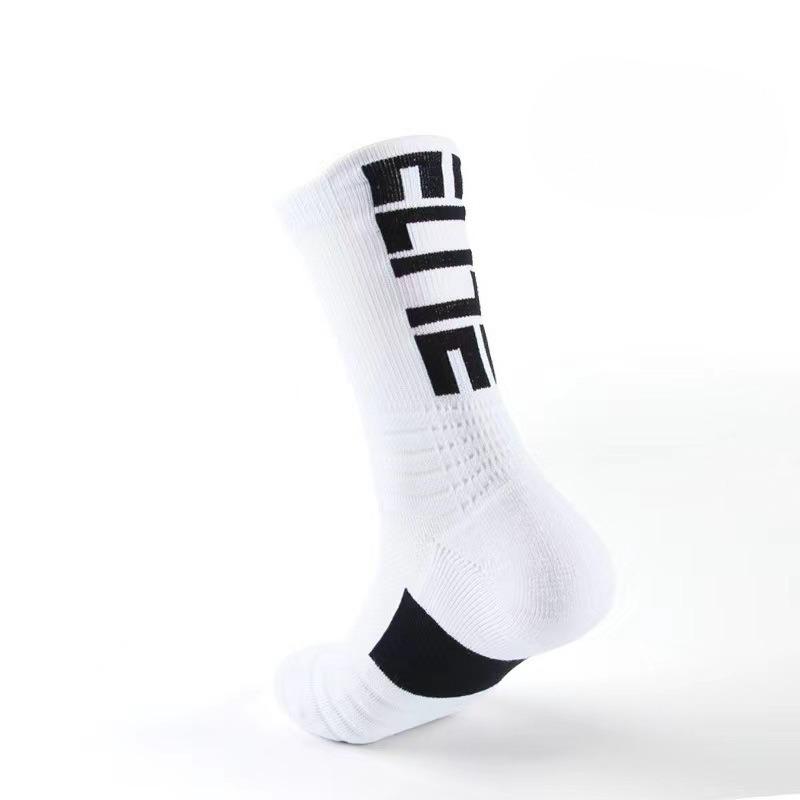 Men's Spring and Autumn Letter Loop Anti Slip Sports Breathable and Sweat Absorbing Basketball Long Socks