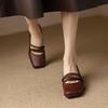 Retro Mary Jane Schuhe Damen Dicke Ferse Weiche Sohle Mittelhoch Vielseitig Eckiger Kopf Kleine Lederschuhe Frühling Flachmündung Einzelne Schuhe