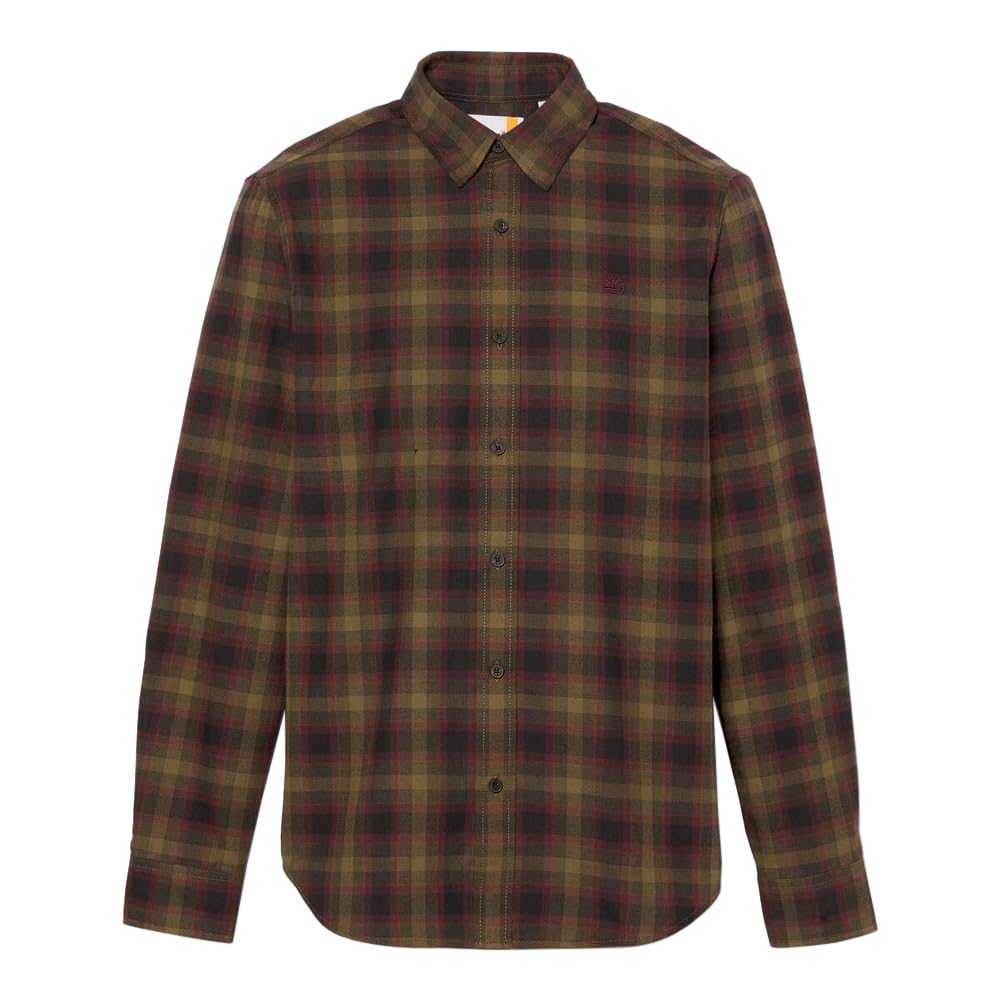 

Мужская фланелевая рубашка в клетку «елочка» Timberland, темно-оливковая, размер XL (TB0A44QPC681)