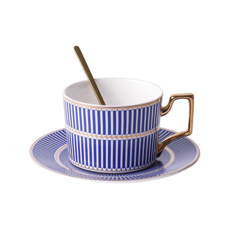 Luxury Exquisite Geometric Pattern Ceramic Coffee Cup Afternoon Tea Coffee Cup Flower Tea Cup