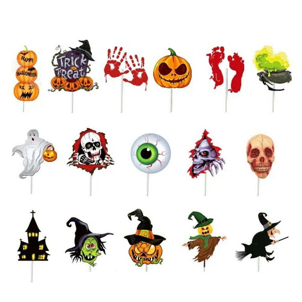 

Украшения для вечеринки Набор для вечеринки в стиле Хэллоуин Реквизит для украшения Хэллоуина Украшение из воздушных шаров 16pcs cake card