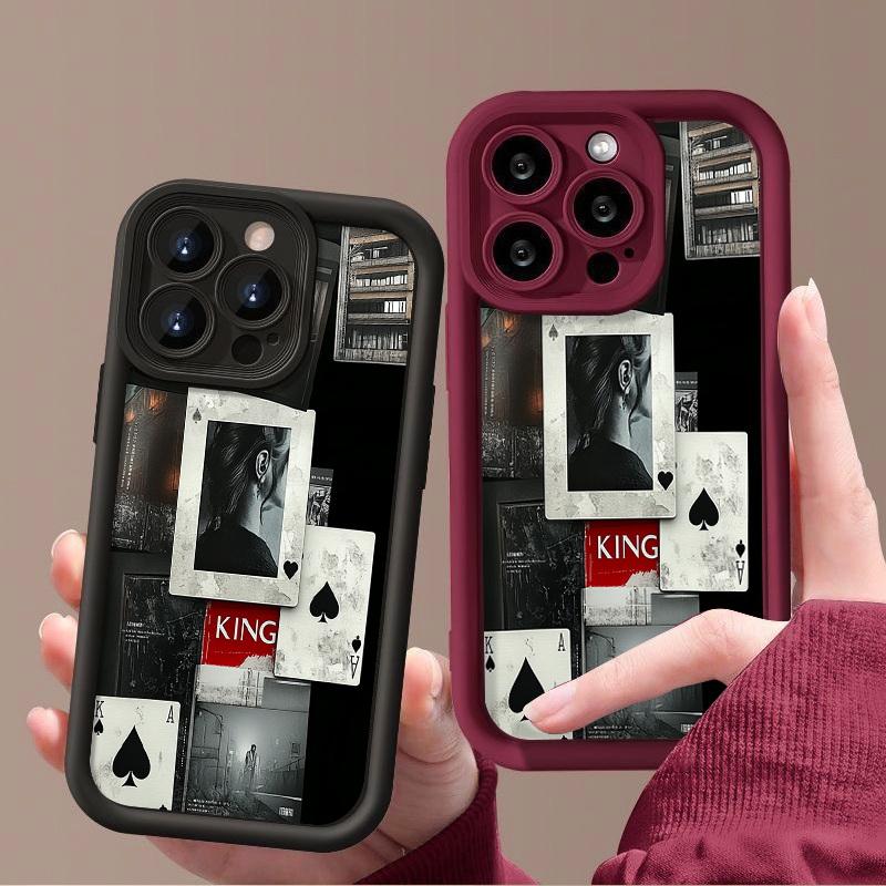 Мягкий силиконовый чехол с рисунком туза пик для iPhone 16 Pro Max 15 Plus 14 13 Pro 12 — фото 3
