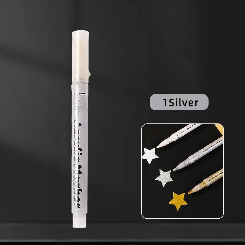 3Pcs/Set High-gloss Gold Silver White Painting Graffiti Pens Waterproof Ink Water-based Acrylic Markers
