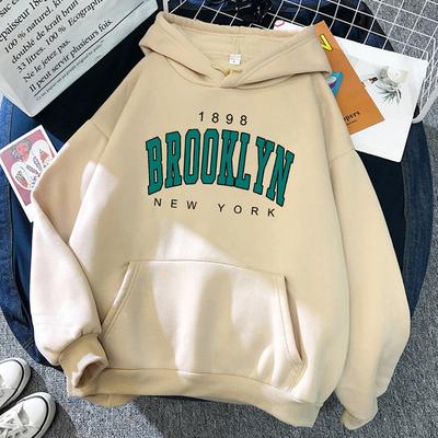 Brooklyn 2d Print Męska/damska bawełniana bluza z kapturem Casual Oversize Sweter Popularna moda uliczna Modna bluza Trend Odzież dla par