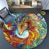 Abstract Goat and Lion Round Area Rug,Carpet Rug for Living Room Bedroom Sofa Playroom Decor,Non-slip Floor Mat
