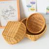 Hand-Woven Storage Basket Rattan Storage Tray Household Rattan Baskets Bread Fruit Food Breakfast Display Box Home Decoration