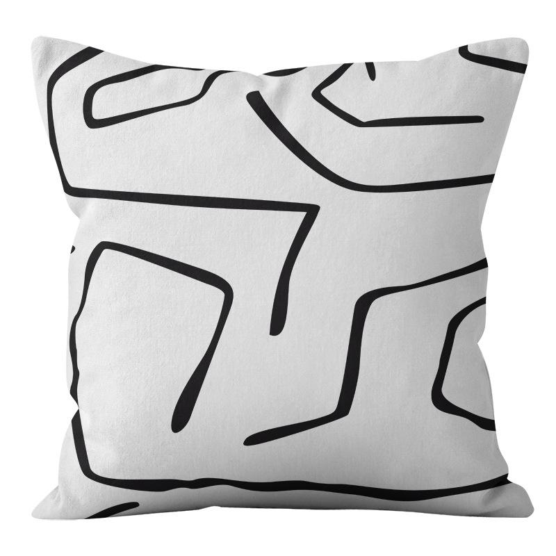 Cartoon Black and White Abstract Pattern Home Sofa Pillowcase