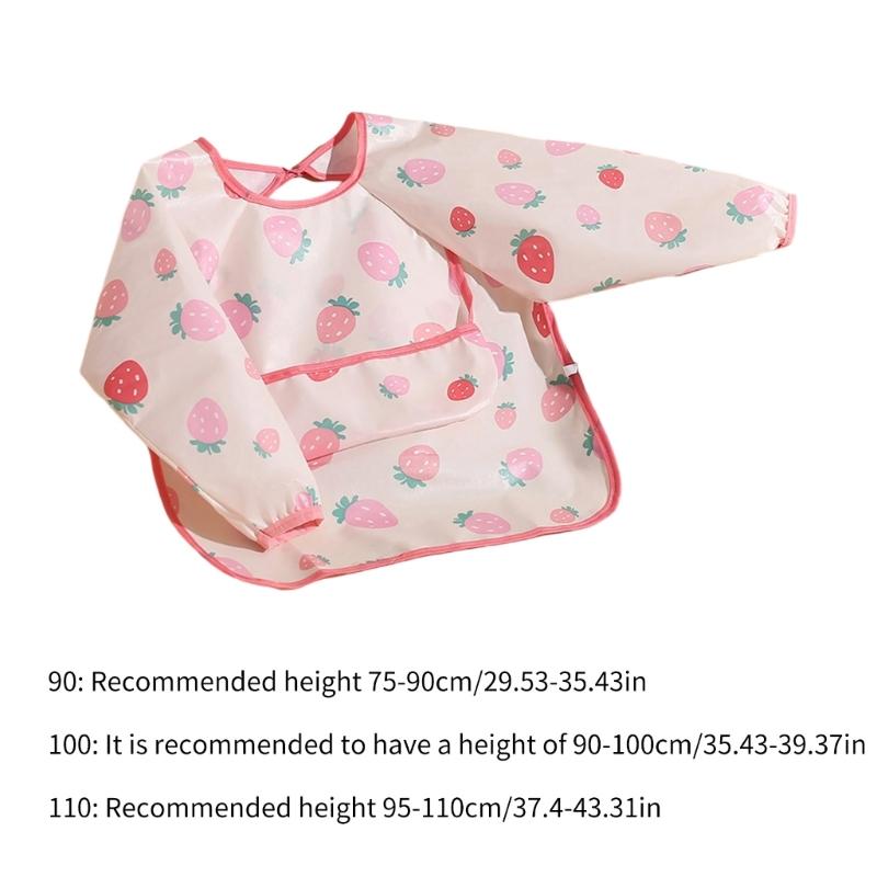 Miękki Lekki Śliniak do Karmienia Dziecka z Pełnym Zakryciem Rękawów, Wielofunkcyjny Fartuch z Kieszenią na Jedzenie dla Niemowląt i Małych Dzieci