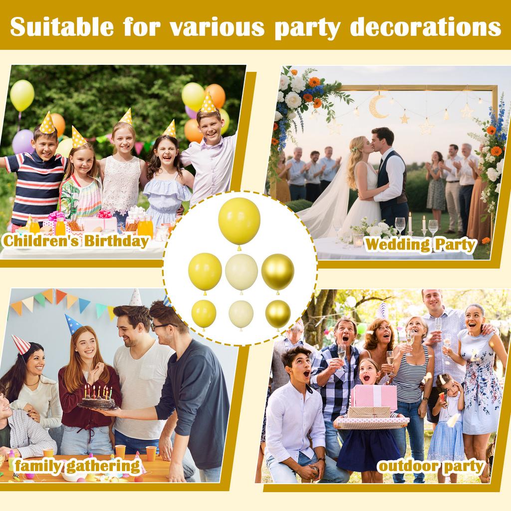 Yellow & Gold Arch Garland Set - 143pcs Macaron Yellow Balloons For Birthday, Anniversary, New Year, Baby Baptism, Graduation