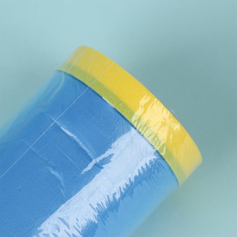 1Roll Pre-Taped Masking Film Blue Plastic Sheeting Automotive Washi Tape No Residue Painters Plastic Drop Cloth For Painting
