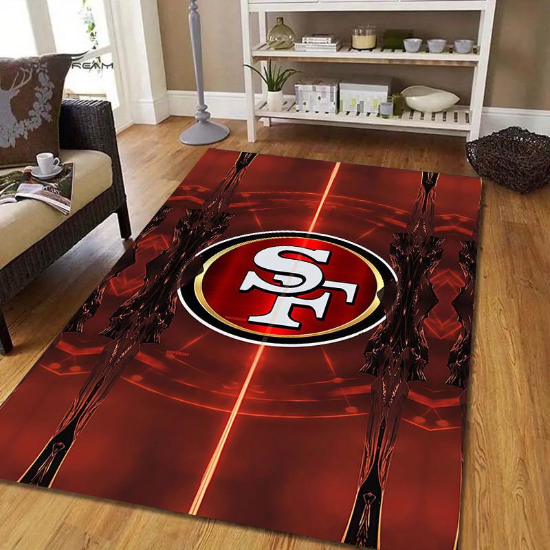 San Francisco 49ers Flanellmuster Quadratischer Teppich, Läufer, Teppich für Wohnzimmer Schlafzimmer Sofa Spielzimmer Dekor, Rutschfeste Fußmatte