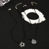 Hip Hop Burning Sun Pendant Leather Rope Necklace Vintage Whirlpool Goth Choker Necklaces For Men Boys