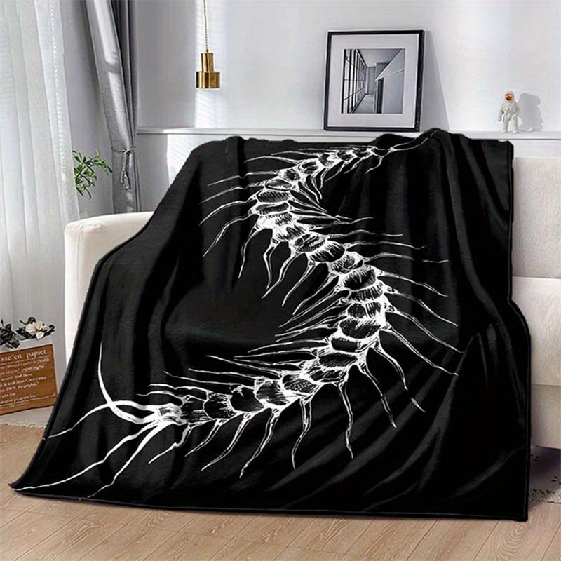 1pc, Centipede Dark Series Printed Blanket, Soft and Warm Blanket Sofa, Office Bed, Camping and Travel Nap Blanket, Four Seasons Gift Blank