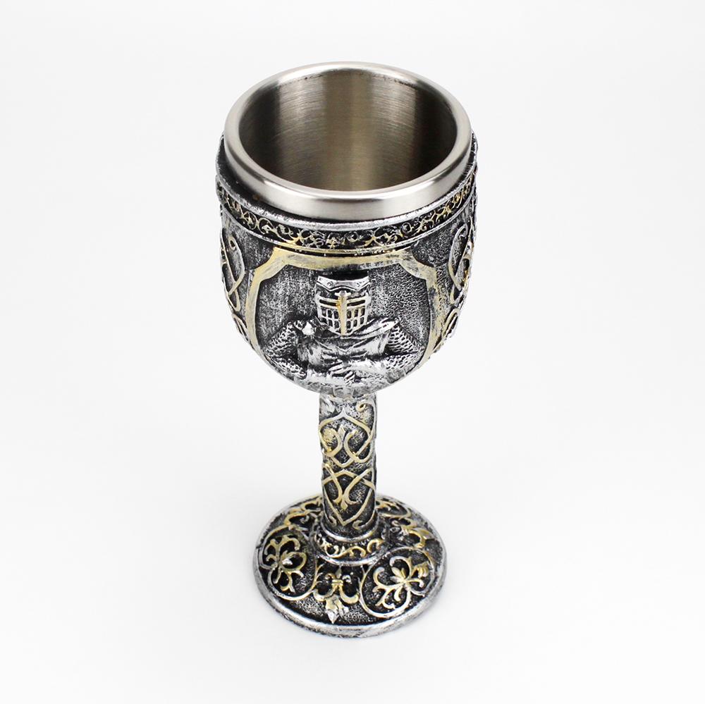 3D Knight Mug Wine Goblet BEST Birthday Halloween Father's Day Gift Resin Outer Stainless Steel Inwall Cool Retro Wine Glass