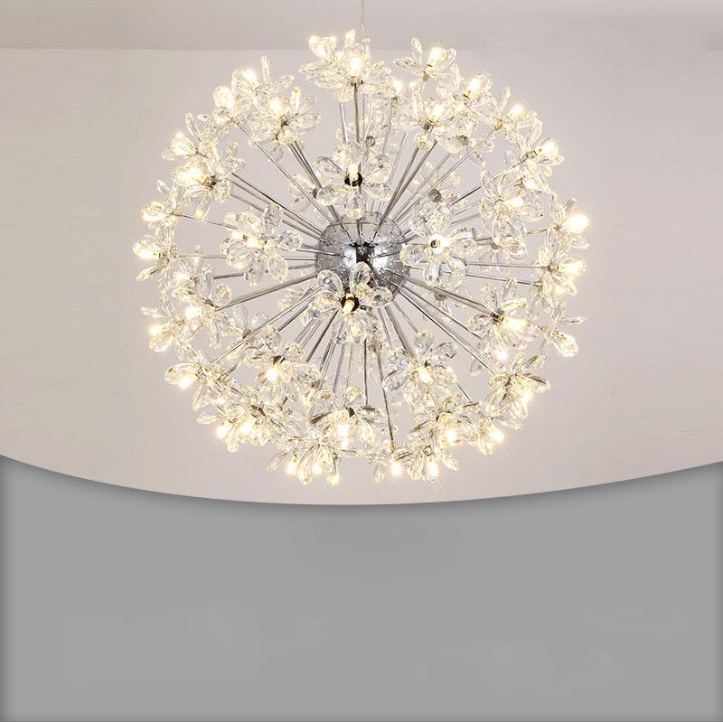 Modern Luxury Crystal Chandelier Dandelion Round Ball Pendant Ceiling Lamp for Dining Living Room Hanging Light New