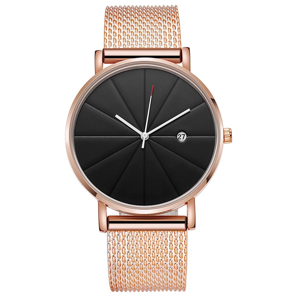 Luxury Fashion Stainless Steel Mens Glass Quartz Analog Watches With Calendar