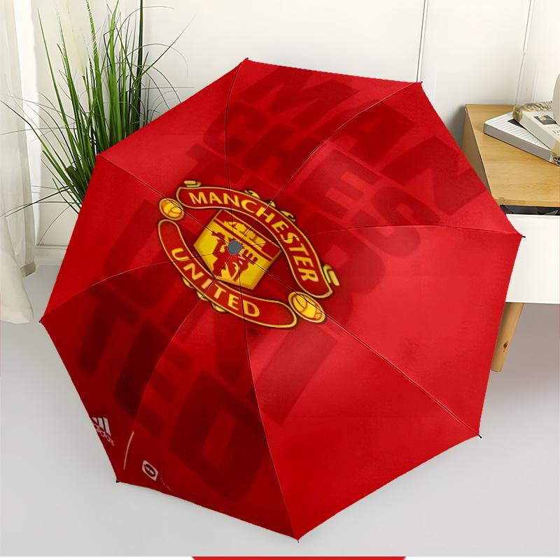 Manchester United F.C Print Automatic Open Close Umbrella, Portable Foldable Umbrella, for Outdoor Commute Camping Trip, Ideal Birthday Gift