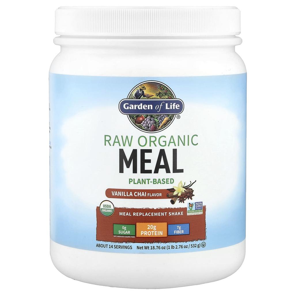 Raw Organic Raw, Meal Replacement Shake, Vanilla Chai, 1Lb 532G(2.76Oz)