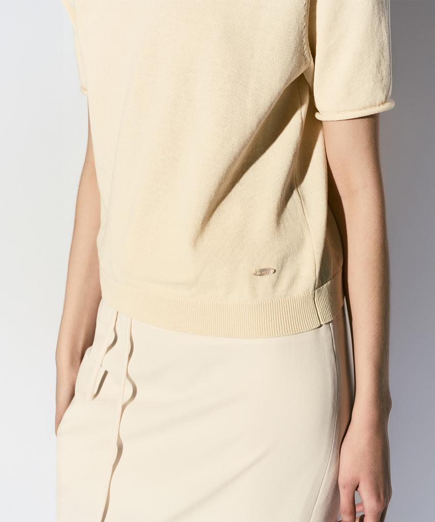 RE RHEE Half Sleeve Knit Top Lemon Yellow
