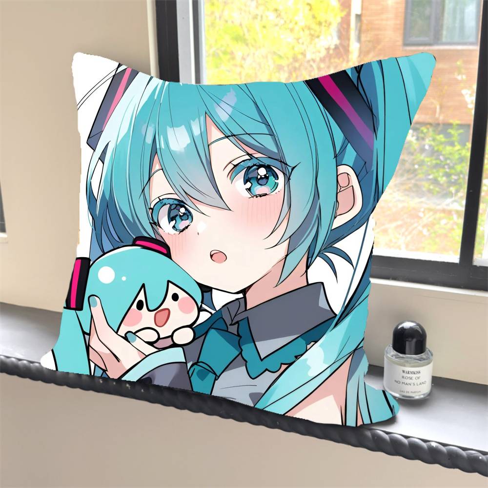 1PC HOT Anime H-Hatsune M-MikuS Pillow Case Square  Bedroom Sofa Leisure Comfort Cushion Car Home Decoration