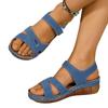 New Plus Size Casual Peep Toe Sandals Gladiator Style Wedge Platform Sandals with Velcro for Outdoor Wear