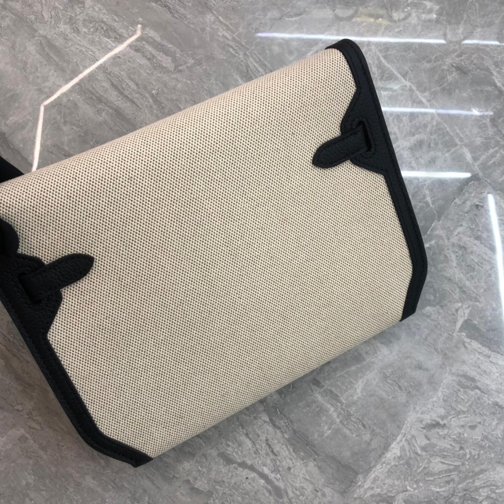 Niche Design New Bag Canvas with Cowhide Crossbody Bag Underarm Messenger Bag Casual Lock Leather Women's Bag