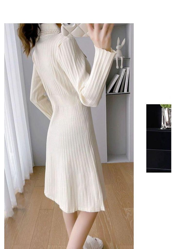 Elegant French Chic Knit Dress for Women - New Autumn/Winter Arrival, Perfect As a Base Layer or Inner Wear, Pairs Well with Coats.