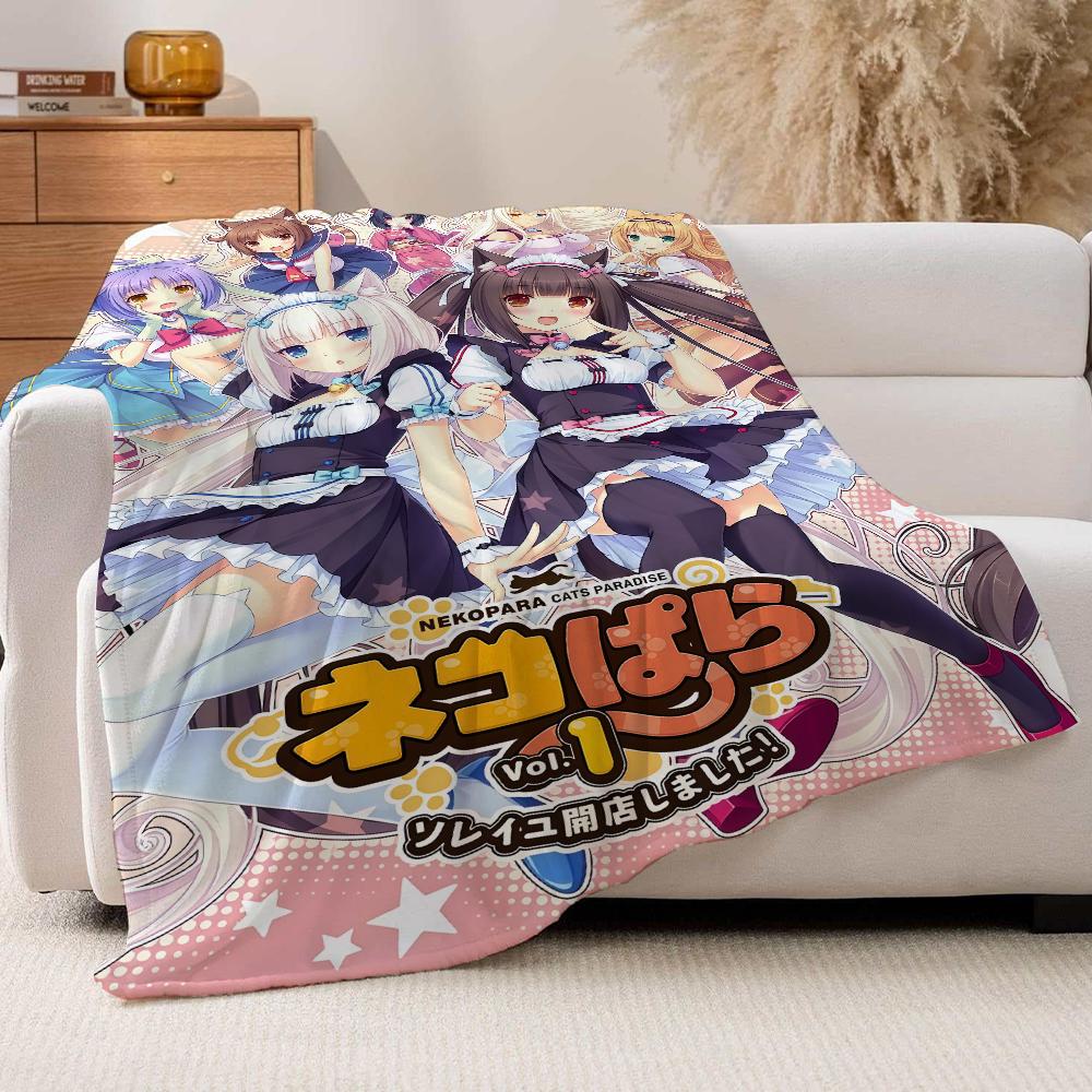 Anime cute Nekopara Blanket For Sofa Office Bed Plane Travel Sleep Read Relax Camping Soft And Warm