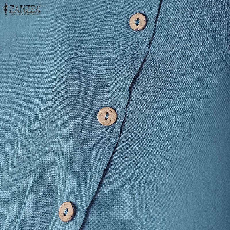 ZANZEA Women Casual Solid Color Loose Wide Leg Cropped Pants