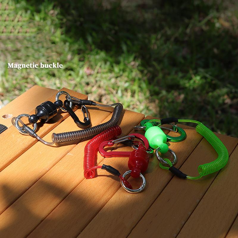 Magnetischer Netzfreigabehalter Mit Spiralkordel Fliegenfischerwerkzeuge Starker Magnet Karabiner Schnelles Schloss Anti-Drop Seil Zubehör