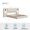 Gestoffeerd Bed 180*200cm, Extra Lang Hoofdsteun, Leeslampje, USB Laadpoort, Hydraulisch Opbergbed, Tweepersoonsbed, Fluweel Stof, Beige