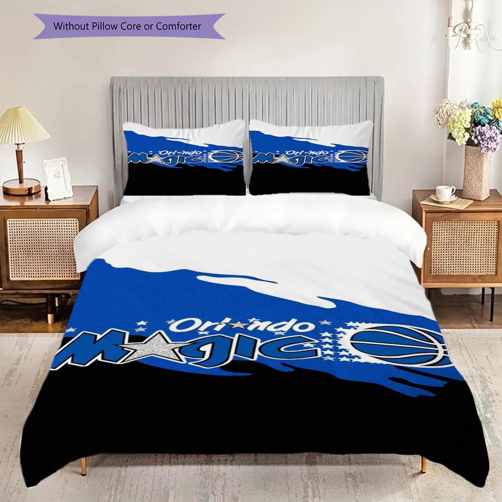 Orlando Magic Blue Bold Basketball Spirit Bedding(1 * Duvet Cover + 2 * Pillowcase, Without core)Duvet Cover and Pillowcase Bedding Set