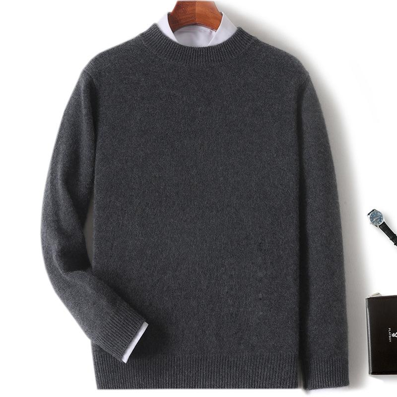 New cashmere sweater thickened semi-turtleneck pullover sweater with cashmere sweater men's inside