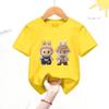 2025 New LABUBU Printed Short Sleeved Fashionable and Versatile Round Neck T-shirt Casual Cartoon Style Girl's Top