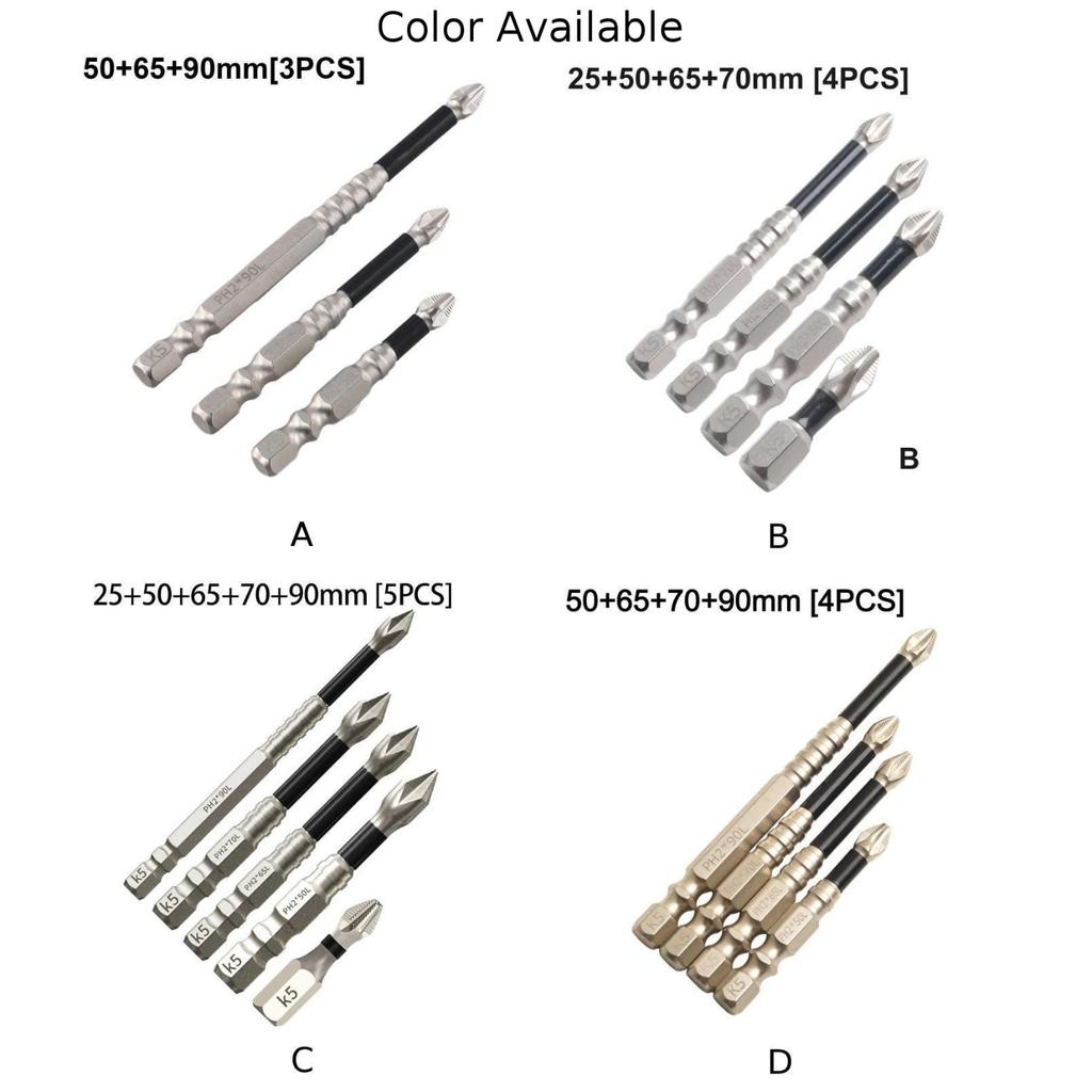 3/4/5pcs Cross Screwdriver Bit Alloy Steel Anti-Slip Drill Bits PH2 Anti Slip Cross Screwdriver Power Tool Accessories