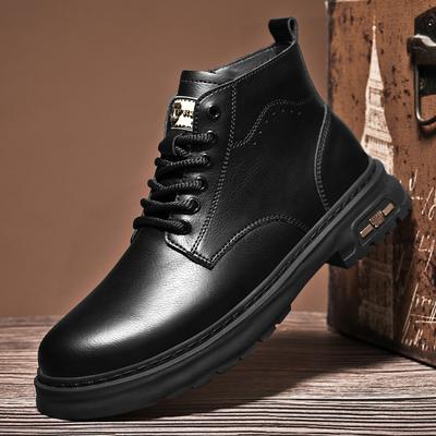 Fashion 2024 Winter New Men's Work Wear Shoes Warm Velvet Men's Outdoor Mountaineering Shoes Fashion Genuine Leather High Top Shoes