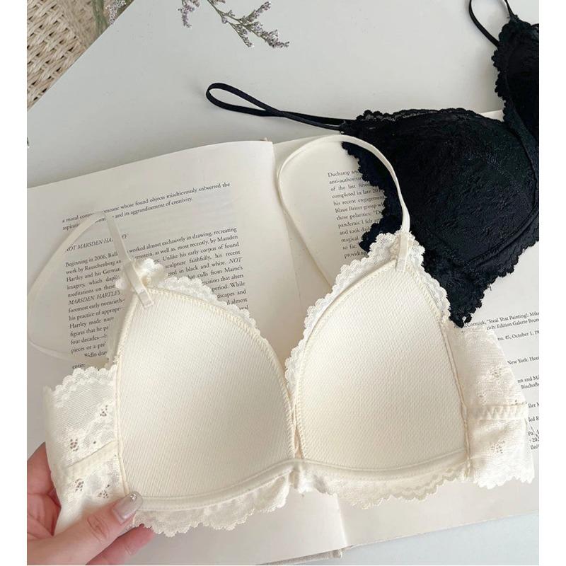 Women Lace Wireless Bra Thin Straps Push Up Comfort Everyday Lingerie
