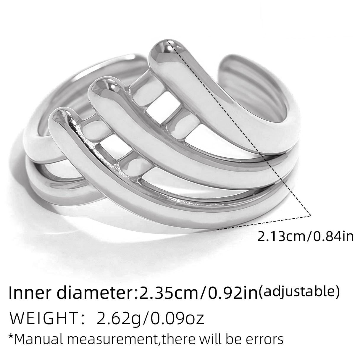 Stainless Steel Rings for Women Gold Color Multilayer Geometric Open Ring Vintage Waterproof Wedding Aesthetic Zircon Gift resizable