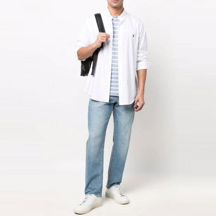 Polo Ralph Lauren Ss22 Logo Embroidered Long Sleeve Shirt Men Shirts White 710832480-002,710832479-001