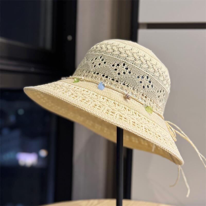 Korean-style Hand-knitted Fisherman Hat for Women, Summer Outdoor Breathable Sun Protection Hat That Makes the Face Look Smaller, Suitable for Travel