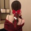 Girl'S Chinese Style Hair Clip With Bow, Red Crown, Top Clip, Children'S Antique Style Headwear, Hair Accessory