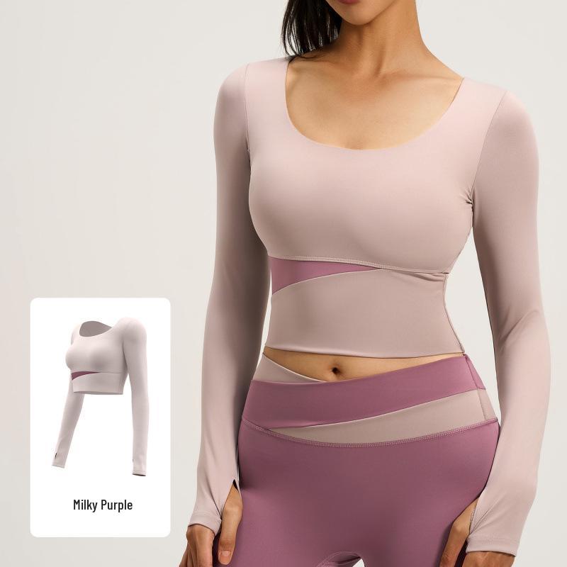 Juyitang Color Block Slimming Long Sleeve Yoga Top L