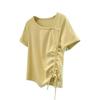 Women's Summer Pleated Slim-Fit Short Sleeve T-shirt
