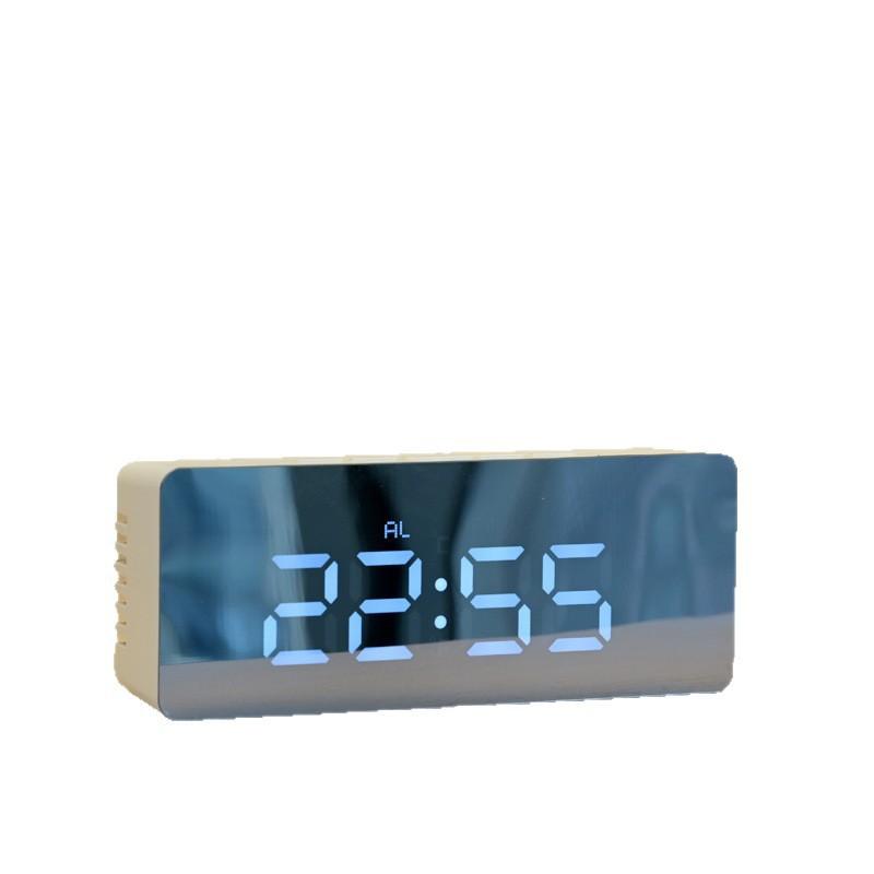 LED digital display desktop alarm clock mirror luminous temperature display battery USB dual power supply modern simple desktop clock