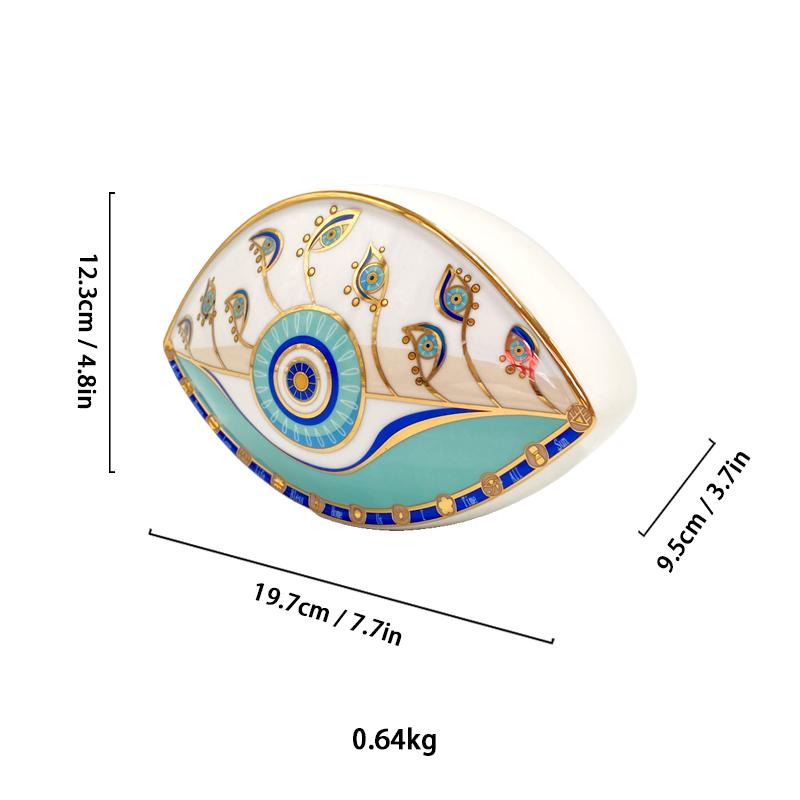 New Blue Evil Eye Home Decor Ornament Ceramic Devil's Eye Statues Lucky Amulet Home Living Room Desktop Feng Shui Figurines
