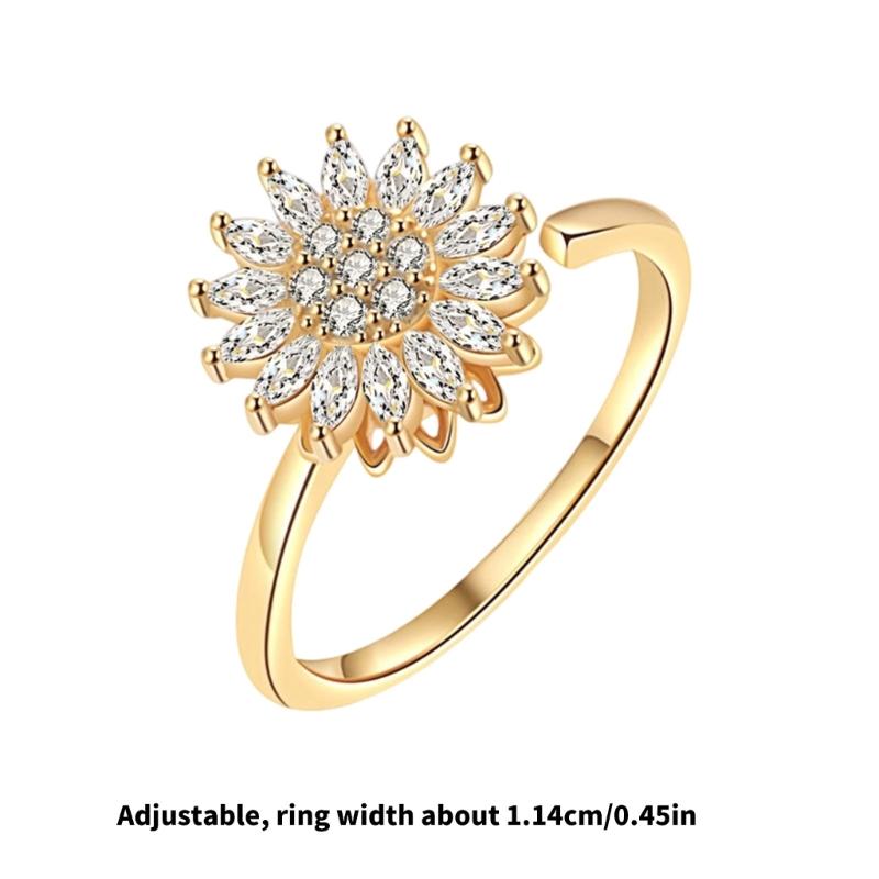 Dames Verstelbare Spinner Voor Stressverlichting Goud Sieraden Ontwerp Zirkonia