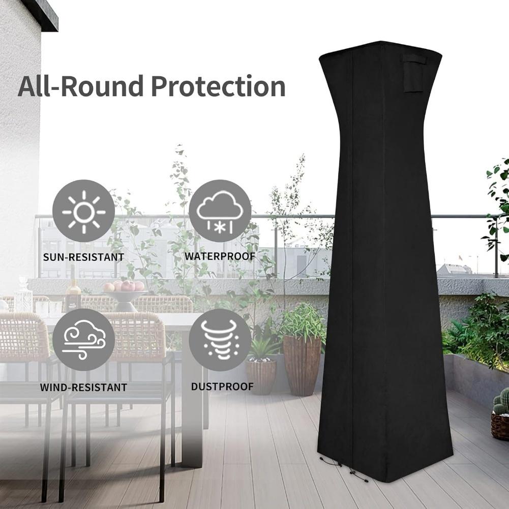 Waterproof Outdoor Heater Cover for Pyramid Patio Heaters with Ventilation and Secure Fit Elastic Hem and Zipper