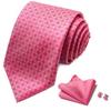 Men's 8cm Solid & Polka Dot Plaid Tie Set with Cufflinks & Pocket Square