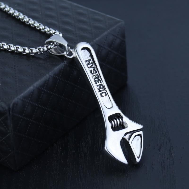Titanium Steel Men'S Necklace Wrench Pendant, Fashionable Personality And Creativity