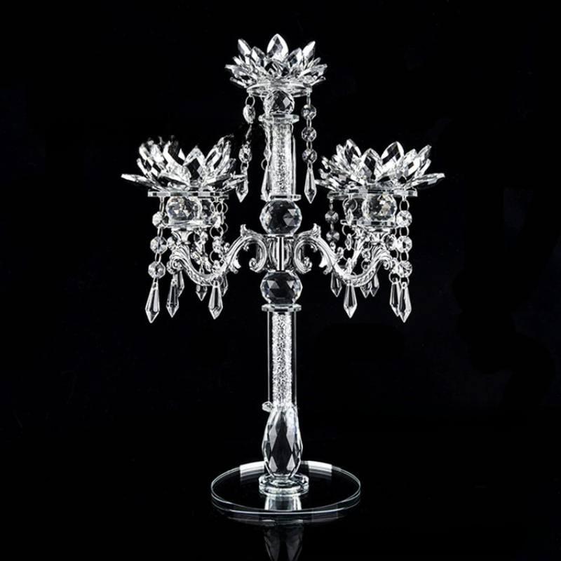 Artificial Sparkling Crystal Candle Holder Lotus Design For Daily Decor Home